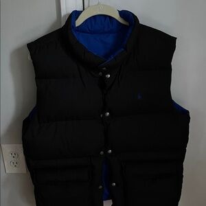 Polo Ralph Lauren Reversible Black Blue puffer vest sz 18